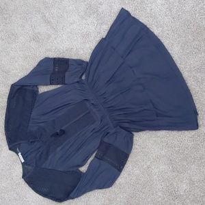 Gorgeous Ramy Brook Navy Blue Cinched Waist Tie Front Tunic Mini Dress, …